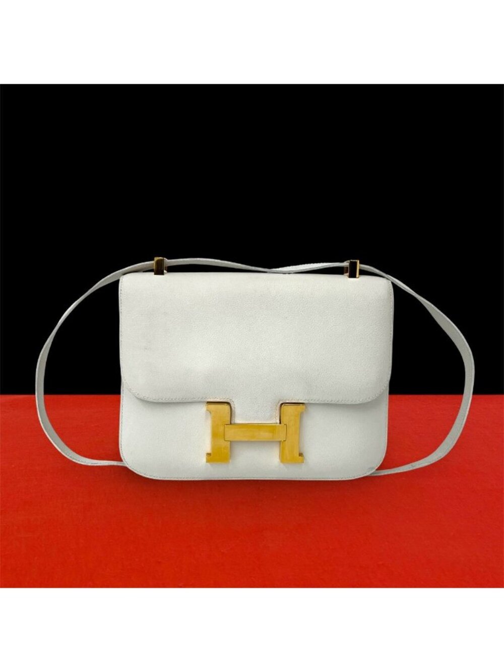 Hermes Vintage Constance 24 Vogulliver Leather Mini Shoulder Bag White